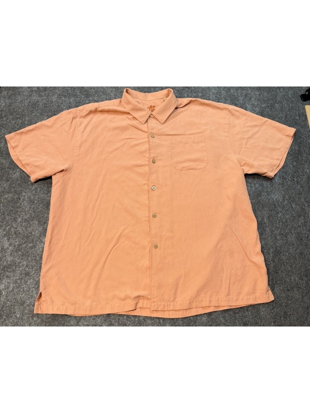 Tommy Bahama 100% Silk Button Up Camp Shirt Peach Orange XXXL TTG